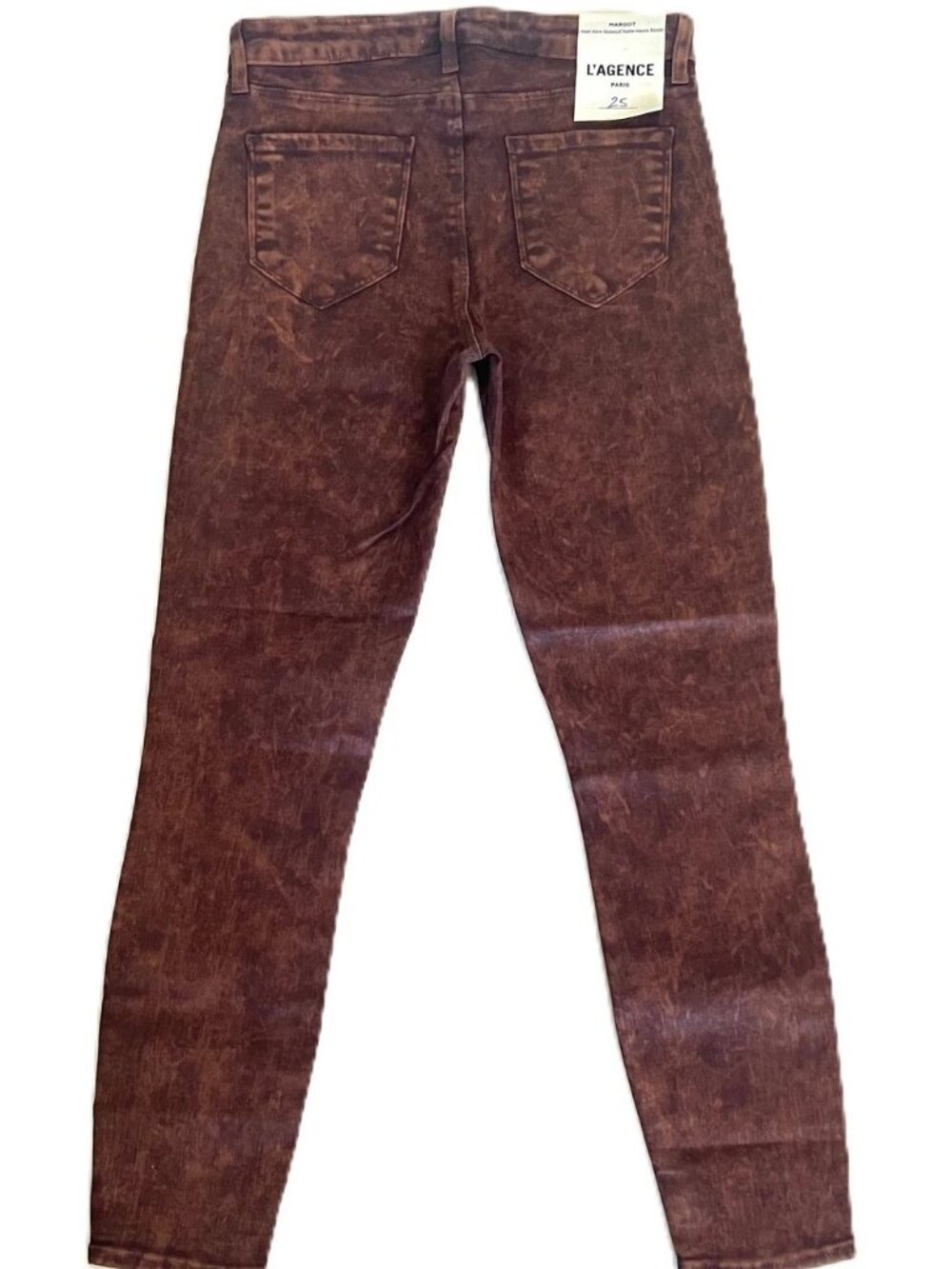 New L'AGENCE MARGOT High Rise Skinny Stretch Crop Jeans Cocoa Mineral Coated 25 - Picture 11 of 11